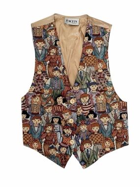 Vintage FACETS Doll Tapestry Button Front Vest